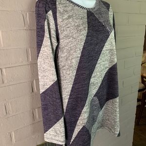 David Cline purple/grey diagonal stripe tunic Size M
